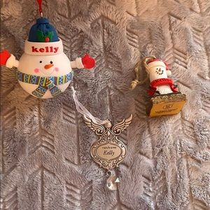 Bundle of 3 Personalized “Kelly” Ornaments Xmas